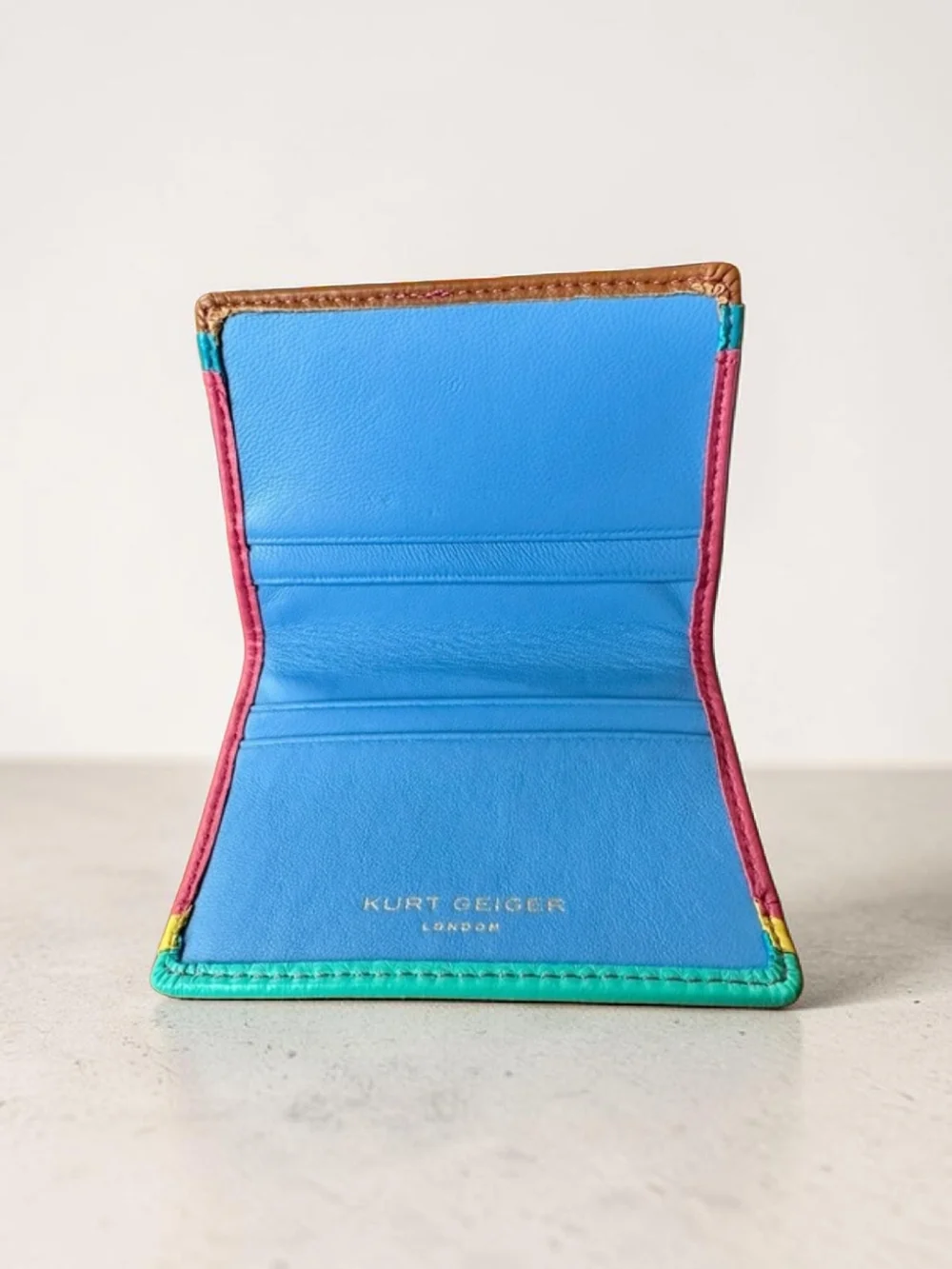 Kurt Geiger Kensington Multicolor Leather Bifold Card Wallet, NWT